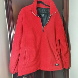 Fleece Pullover Jacket Men Tall Large Red Quarter Zip Fully Lined Sam Sportswear